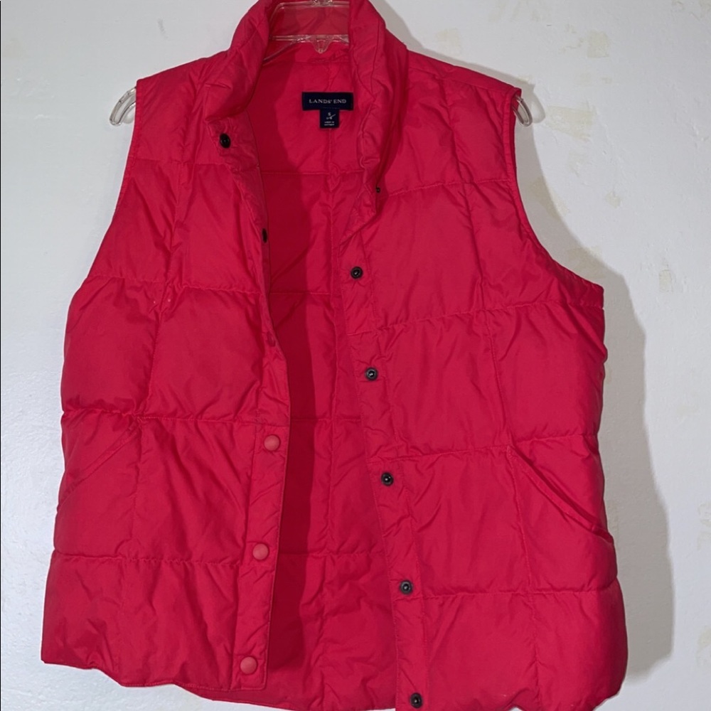 Lands End neon pink vest